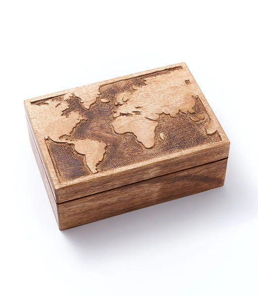 World Hand Carved Wooden Spice Box