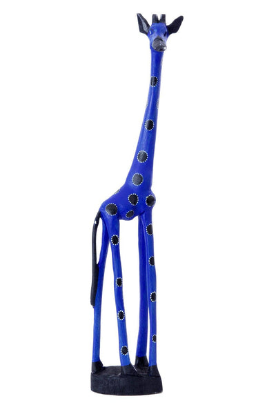 Cobalt Blue Jacaranda Wood Giraffe Sculpture