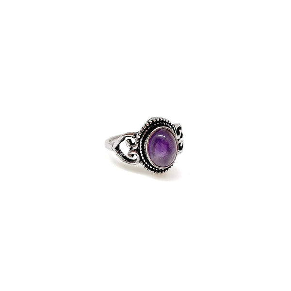 Silver Oval with Amethyst