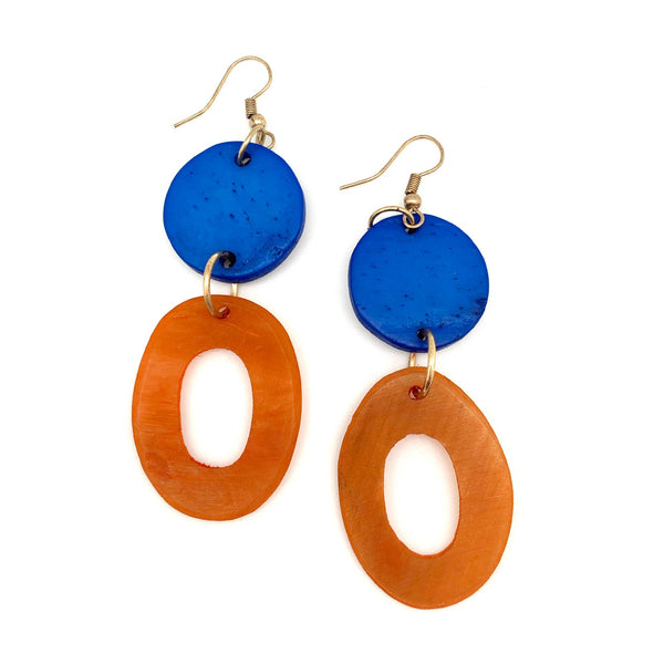 Omala Rainbow Collection Earrings - Disc and Oval Beads