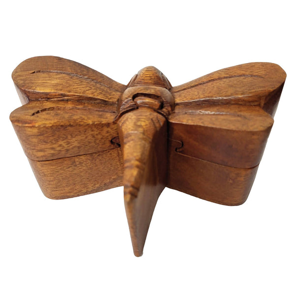 Dragonfly Carved Wooden Puzzle Box