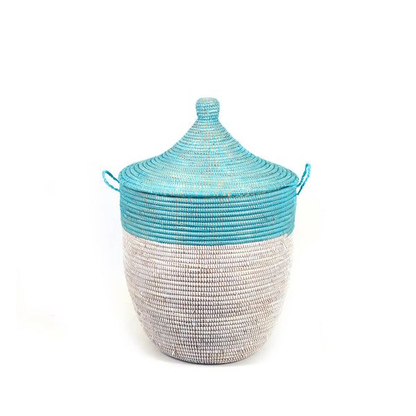 Senegalese Hamper - Two Tone Turquoise and White