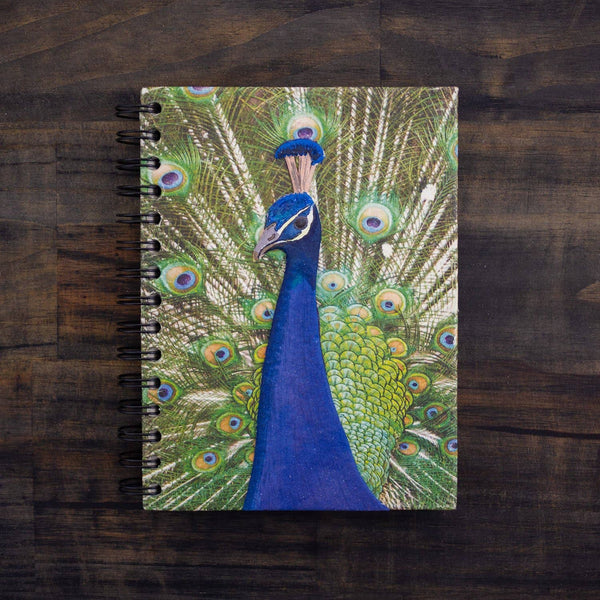 Large Notebook Peacock Embellished Print