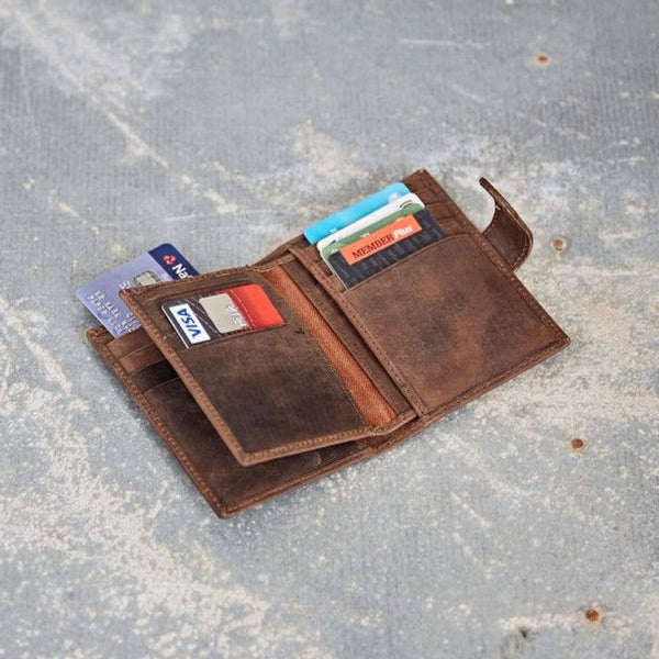 Buffalo Leather Handmade Credit Card Wallet - Brown