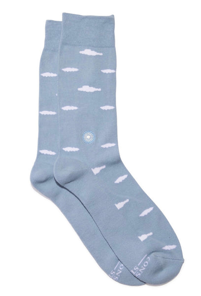 Socks that Support Mental Health - Light Blue//clouds