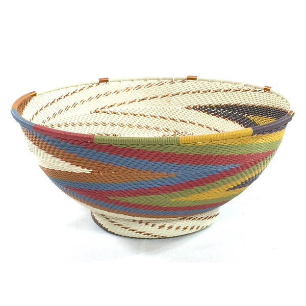 Large Round Telephone Wire Bowl with Base