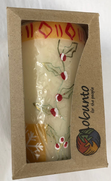 Hand-Painted Christmas Pillar Candle