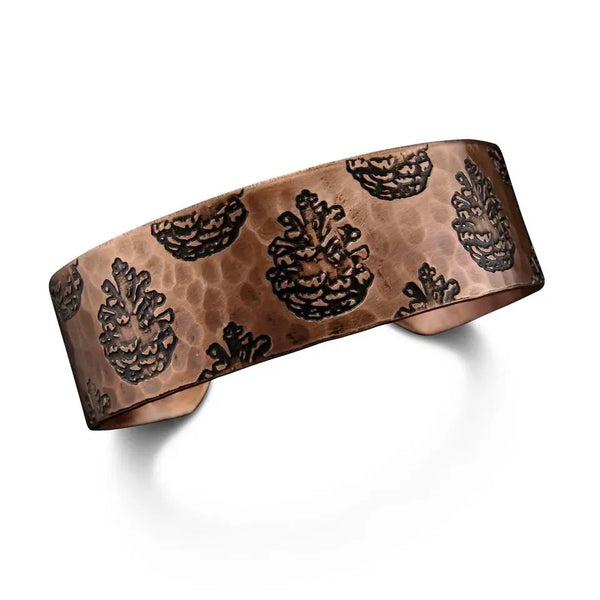 Pine Cones Copper Engraved Cuff Bracelet