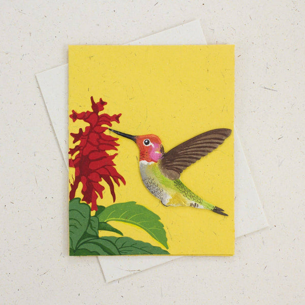 Hummingbird Yellow Greeting Card