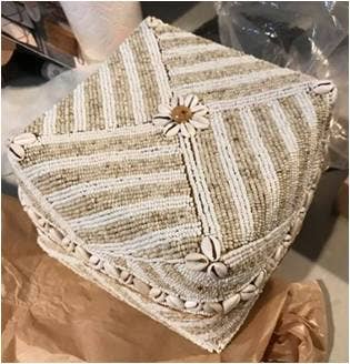 Offering  Box from Bali White & Natural Stripe with embellishments