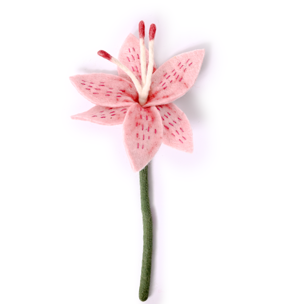 Felt Stargazer Lily Flower- Light Pink