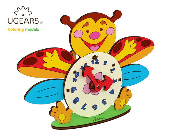 Clock Kids Wooden Model for Coloring & Self Assembly