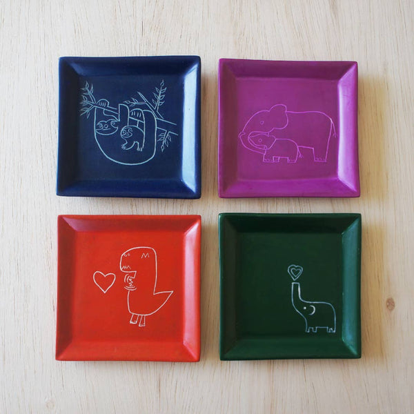 Square Animal Dish -Peeking Cat