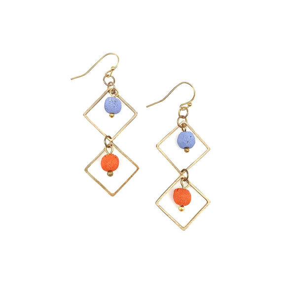 Aasha Open Square Frame with Small Beads Earrings