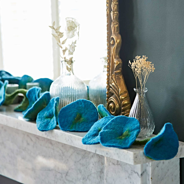 Turquoise Felt Flower Garland