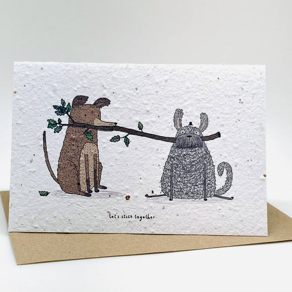 Growing Paper greeting card - Let's Stick Together