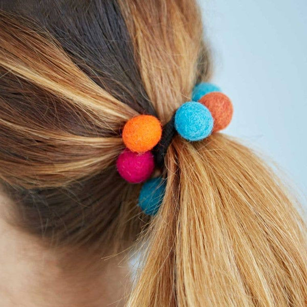 Felt 9 Ball Hair Band / Bobble - Colourful Hair Tie