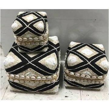 Black & White Beaded Offering Boxes With Embellishment