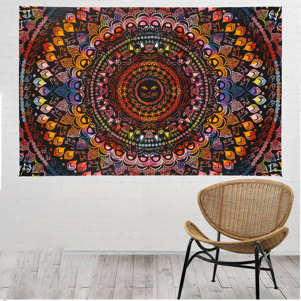 Colorful Cats Mandala Tapestry