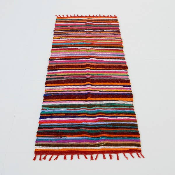 Handmade Recycled Cotton Rag Rug - Runner