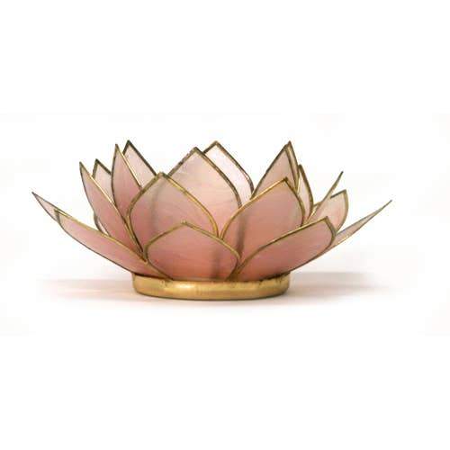 Lotus Tea Light w/ Gold Trim