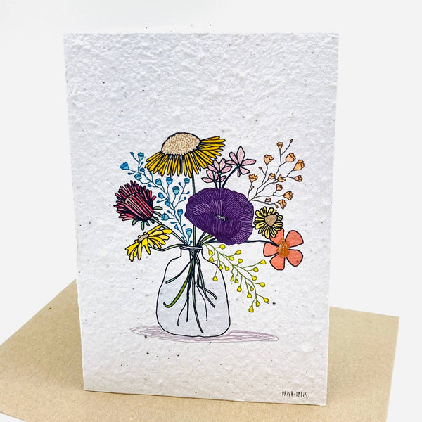 Growing Paper greeting card - Flowers in Vase