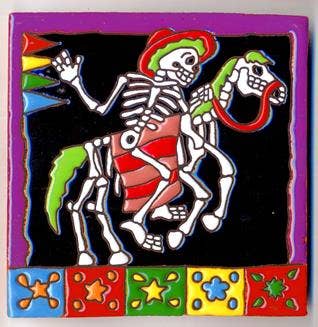 Skeleton Riding a Horse Tile