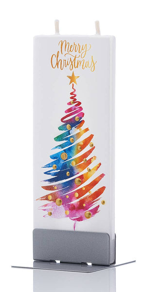 Flat Handmade Candle - Rainbow Merry Christmas Tree