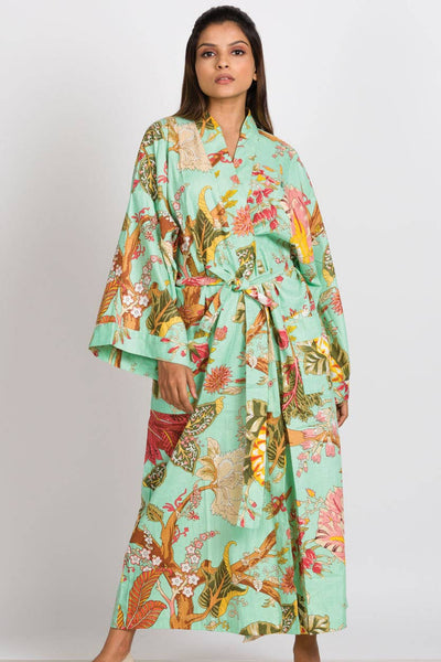 Long Kimono Robe- Sea Green