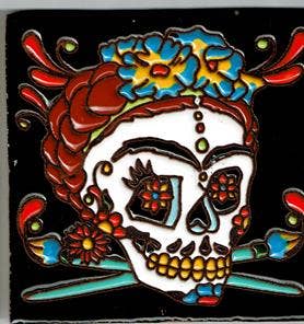 Frida Khalo Tile, Skull