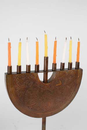 Engraved Iron Menorah