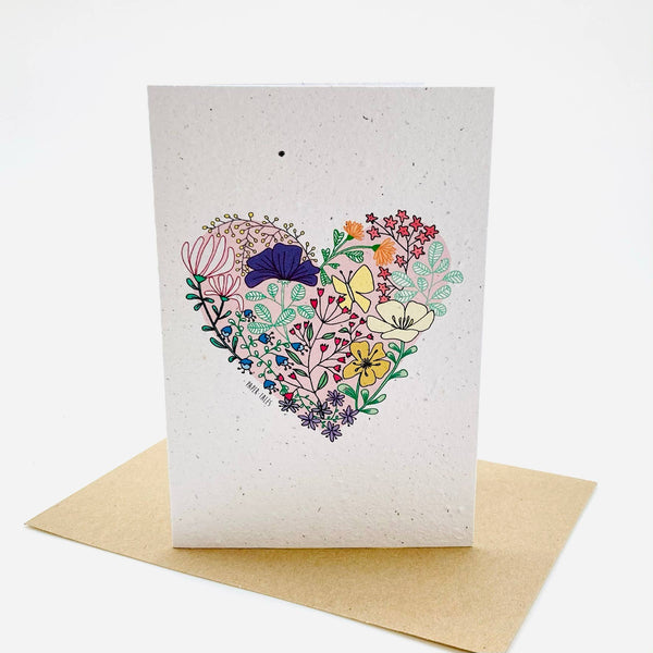 Growing Paper greeting card - Flower Heart