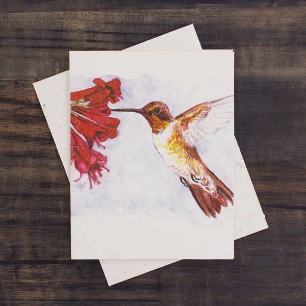 Hummingbird Watercolor Sketch Greeting Card