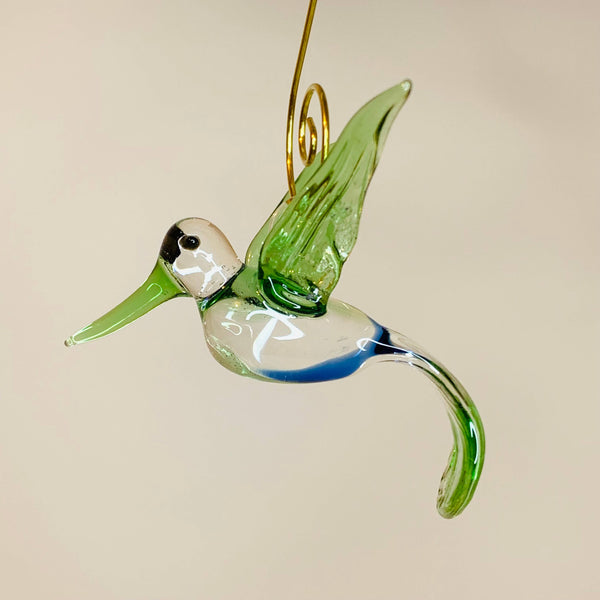 Blown Glass Ornament - Hummingbird Flying