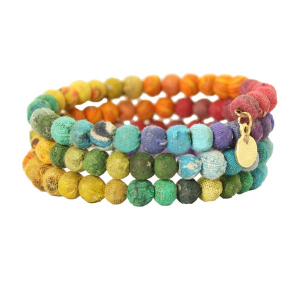 Kantha Rainbow Spiral Bracelet