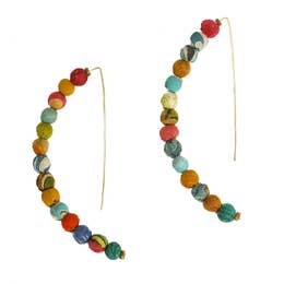 Kantha Linear Arc Earrings