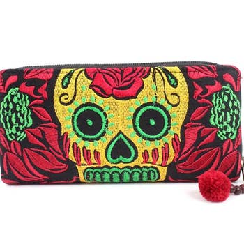 Embroidered Skull Wallet