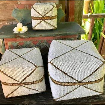 White Beaded Offering Boxes