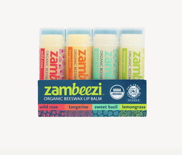 Zambeezi 4 Pack Organic Lip Balm